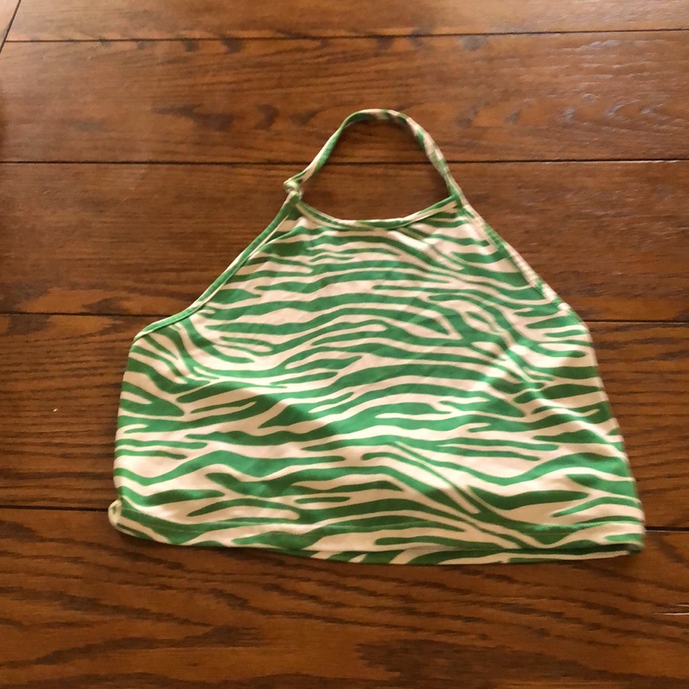 Cute SHEIN green and white cropped shirt with adjustable straps new no tags